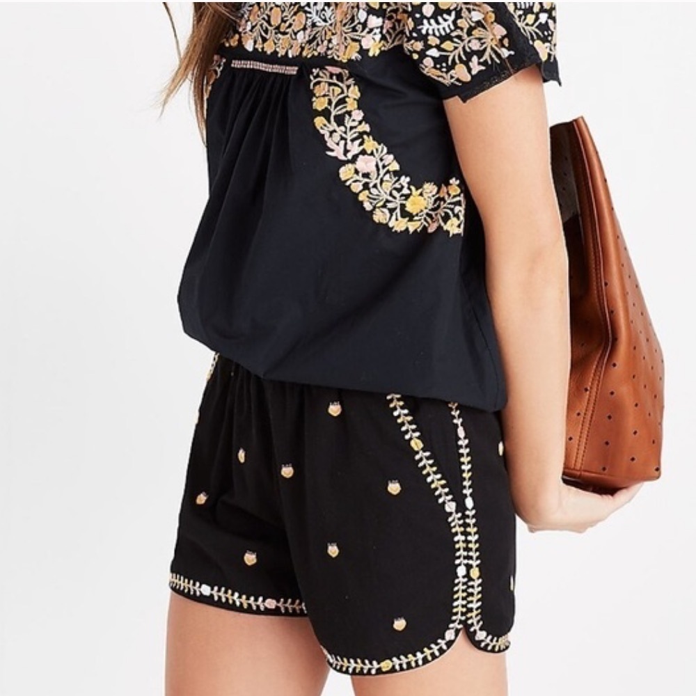Madewell Embroidered Springtime Pull On Shorts Size Small